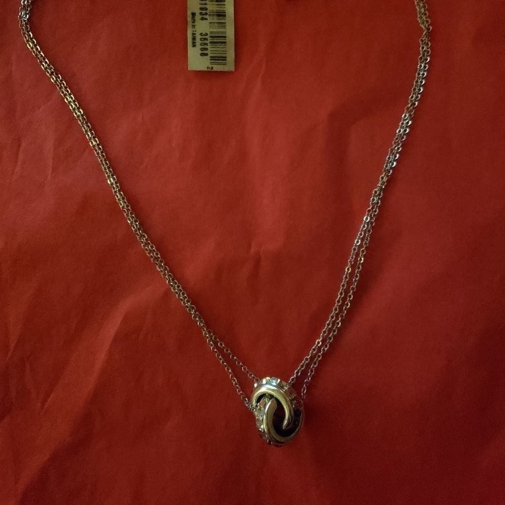 Brighton SPECTRUM RINGS Double Silver Swarovski Crystals Necklace NWT - Picture 8 of 10